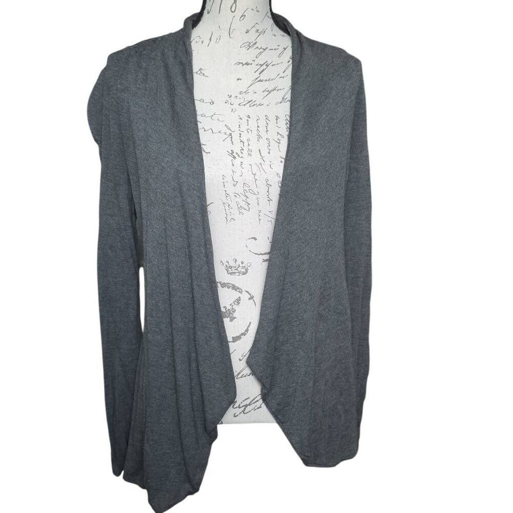 Premise Studio Women's Size Large Gray Flounce Cardigan